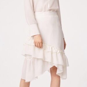 Club Monaco cream white ruffle midi skirt size 4